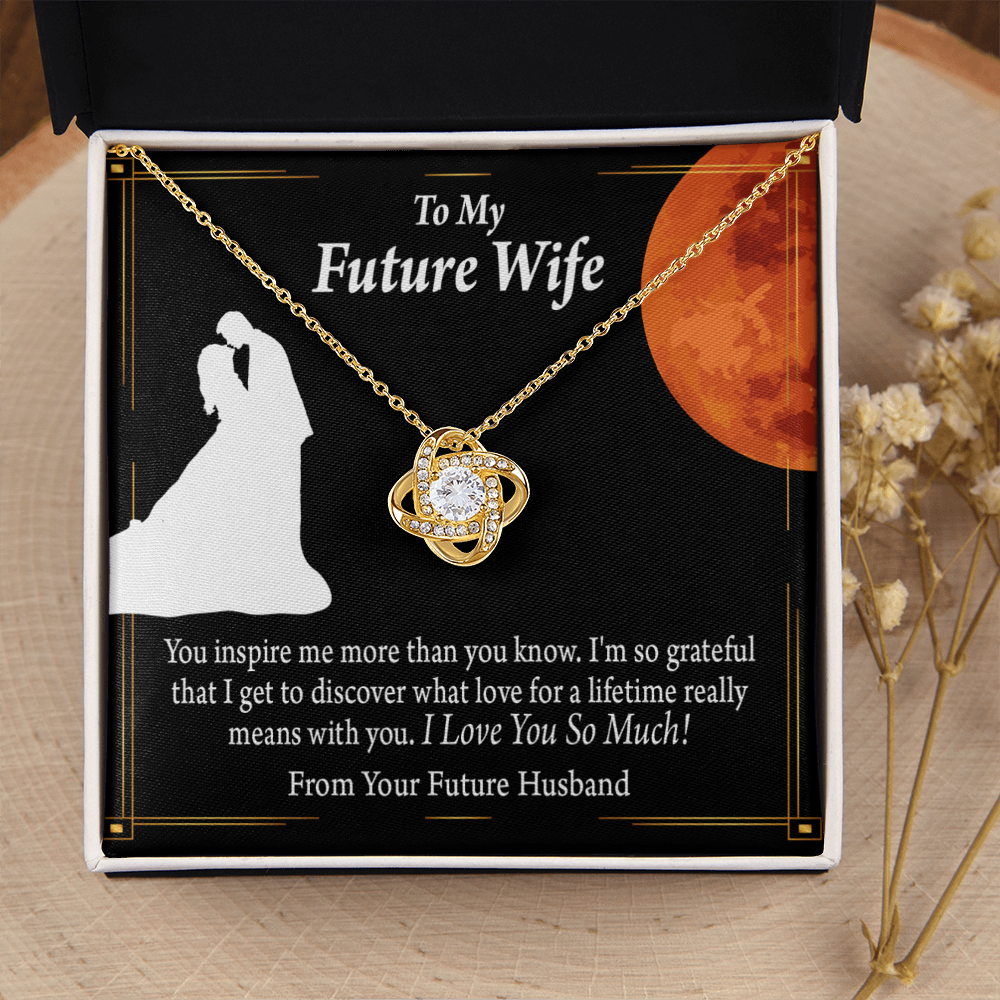 To My Fiancee Inspiration Infinity Knot Necklace Message Card-Express Your Love Gifts