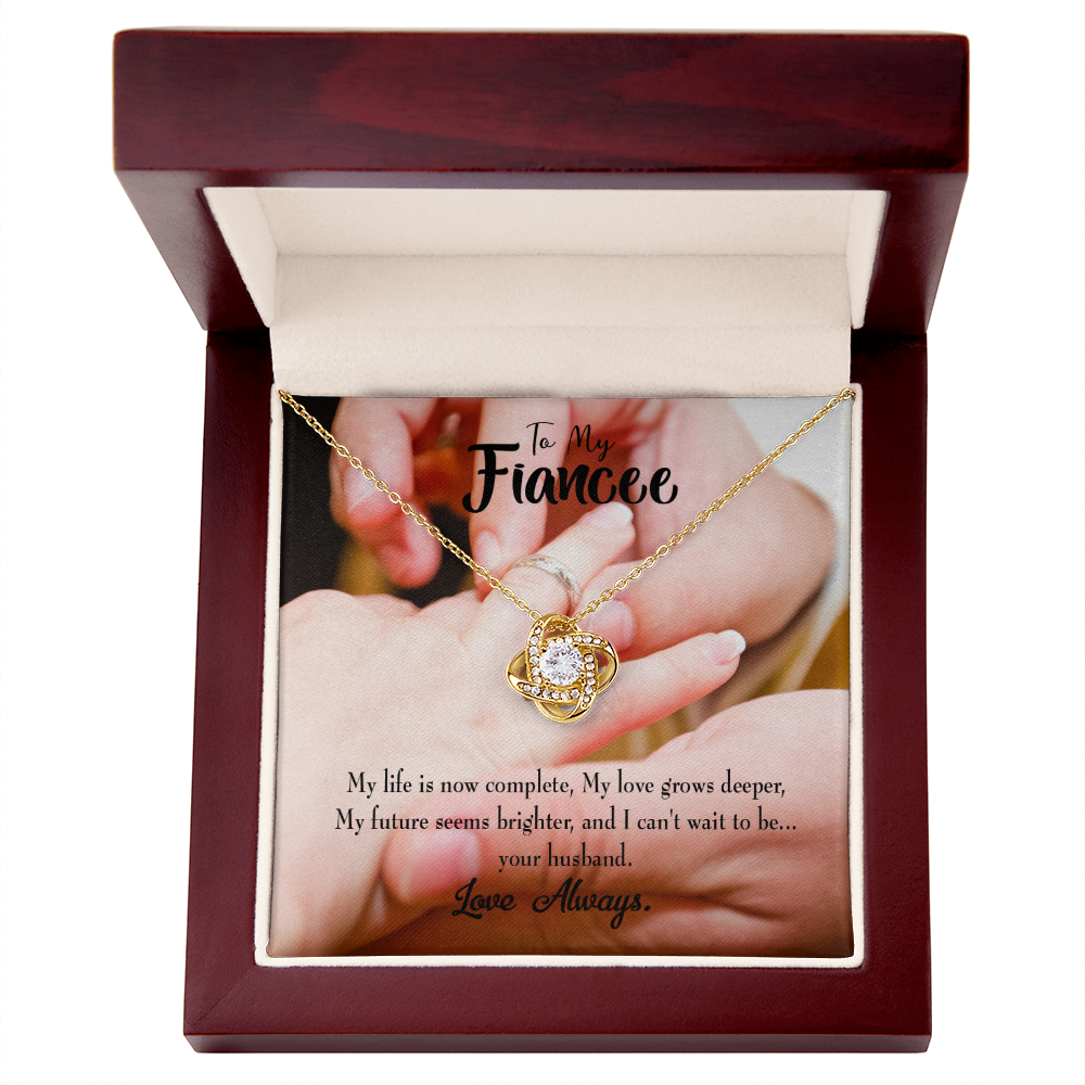 To My Fiancee Life is Now Complete Infinity Knot Necklace Message Card-Express Your Love Gifts