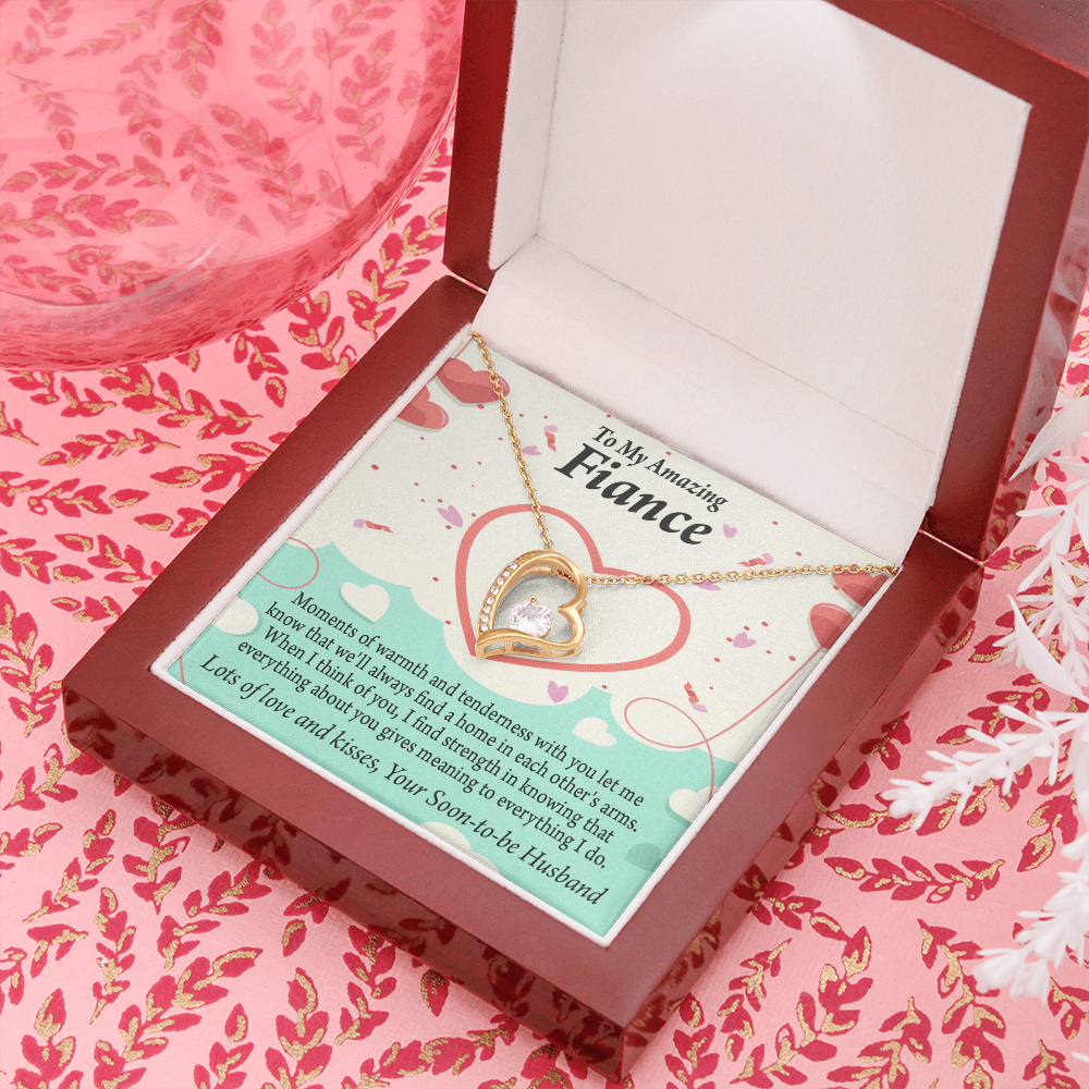 To My Fiancee Lots of Love And Kisses Forever Necklace w Message Card-Express Your Love Gifts