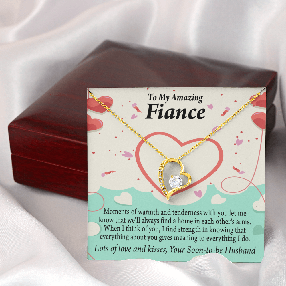 To My Fiancee Lots of Love And Kisses Forever Necklace w Message Card-Express Your Love Gifts