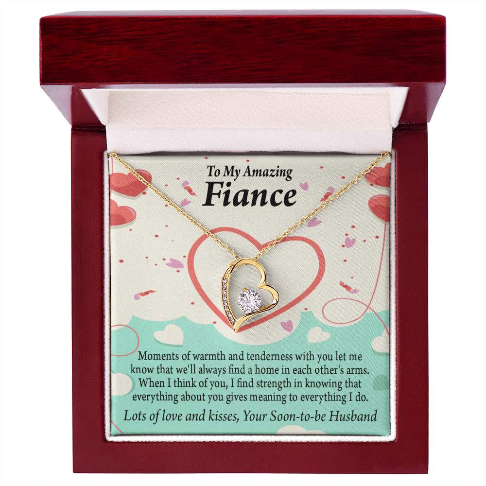 To My Fiancee Lots of Love And Kisses Forever Necklace w Message Card-Express Your Love Gifts