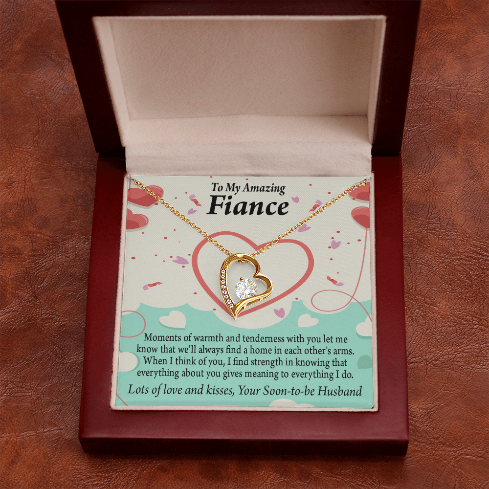 To My Fiancee Lots of Love And Kisses Forever Necklace w Message Card-Express Your Love Gifts