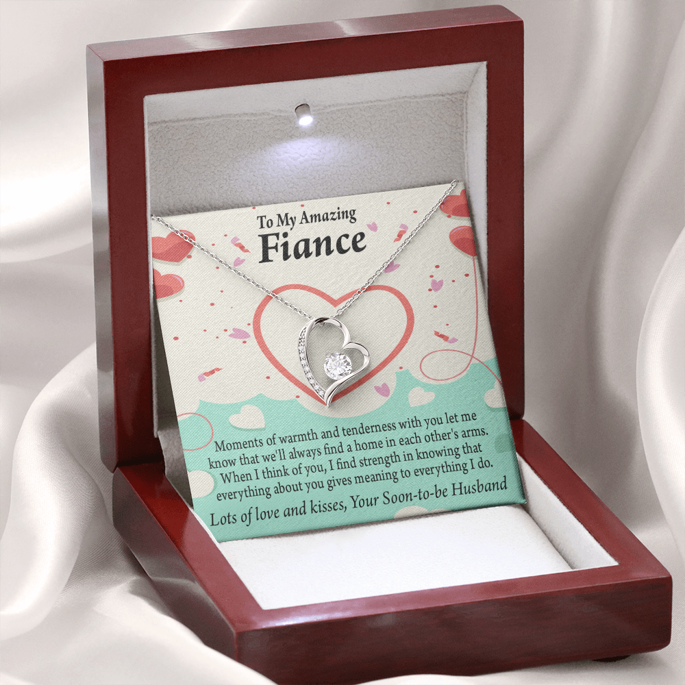 To My Fiancee Lots of Love And Kisses Forever Necklace w Message Card-Express Your Love Gifts