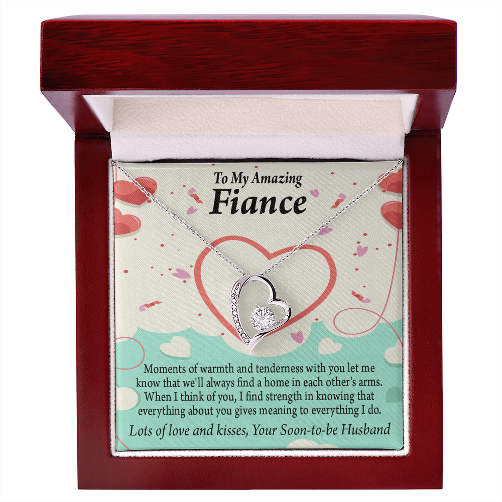 To My Fiancee Lots of Love And Kisses Forever Necklace w Message Card-Express Your Love Gifts