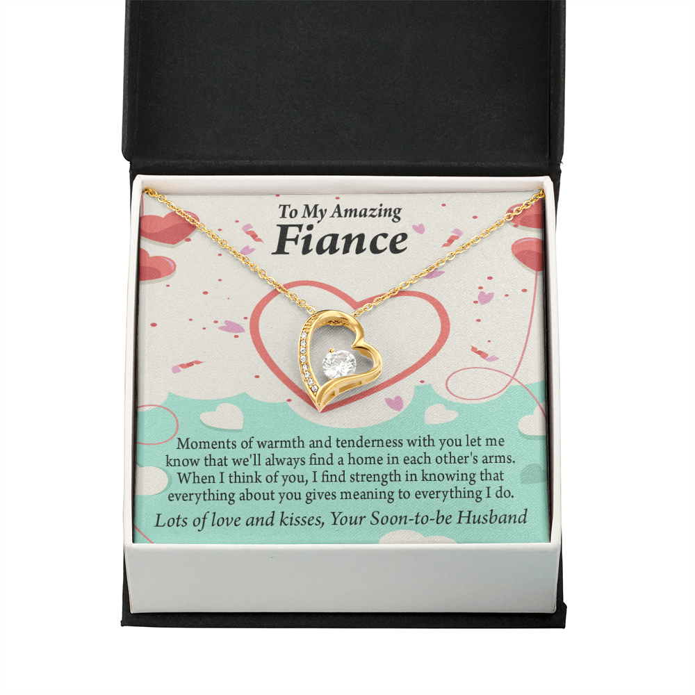 To My Fiancee Lots of Love And Kisses Forever Necklace w Message Card-Express Your Love Gifts