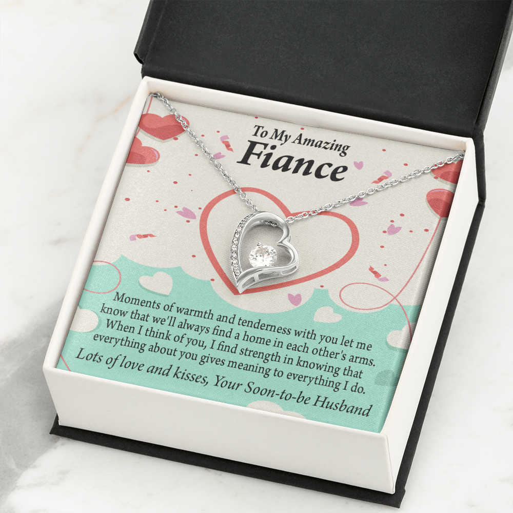 To My Fiancee Lots of Love And Kisses Forever Necklace w Message Card-Express Your Love Gifts