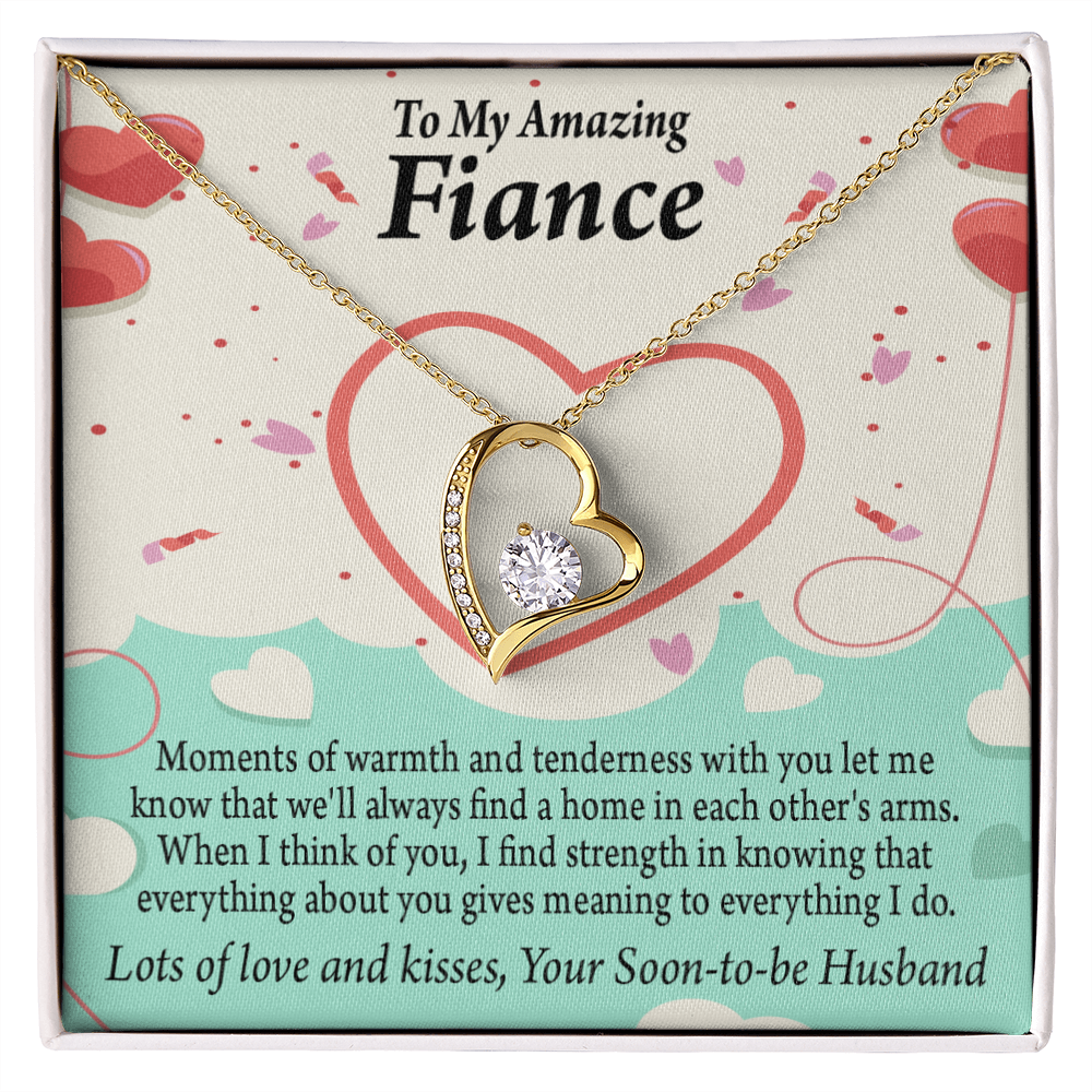 To My Fiancee Lots of Love And Kisses Forever Necklace w Message Card-Express Your Love Gifts