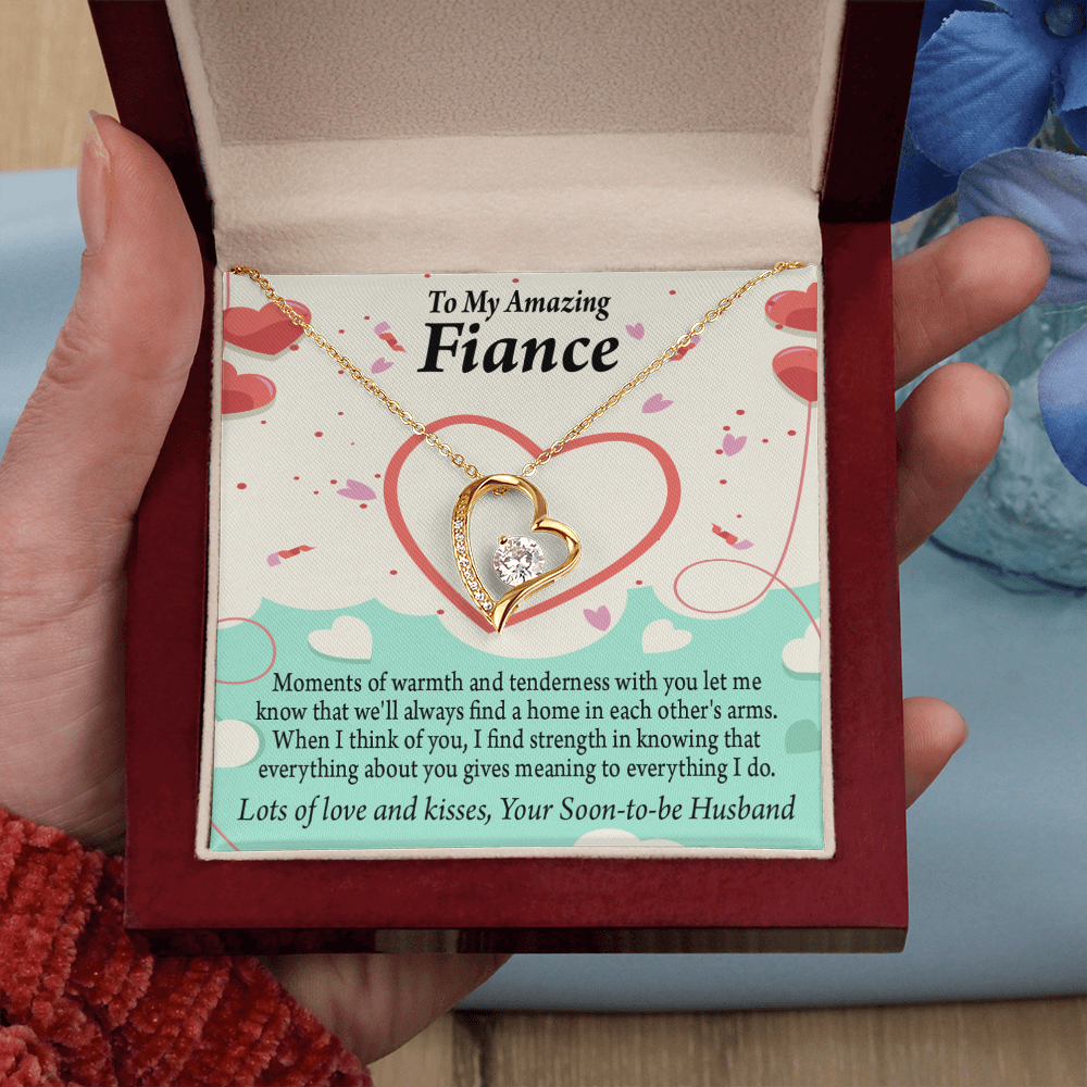 To My Fiancee Lots of Love And Kisses Forever Necklace w Message Card-Express Your Love Gifts