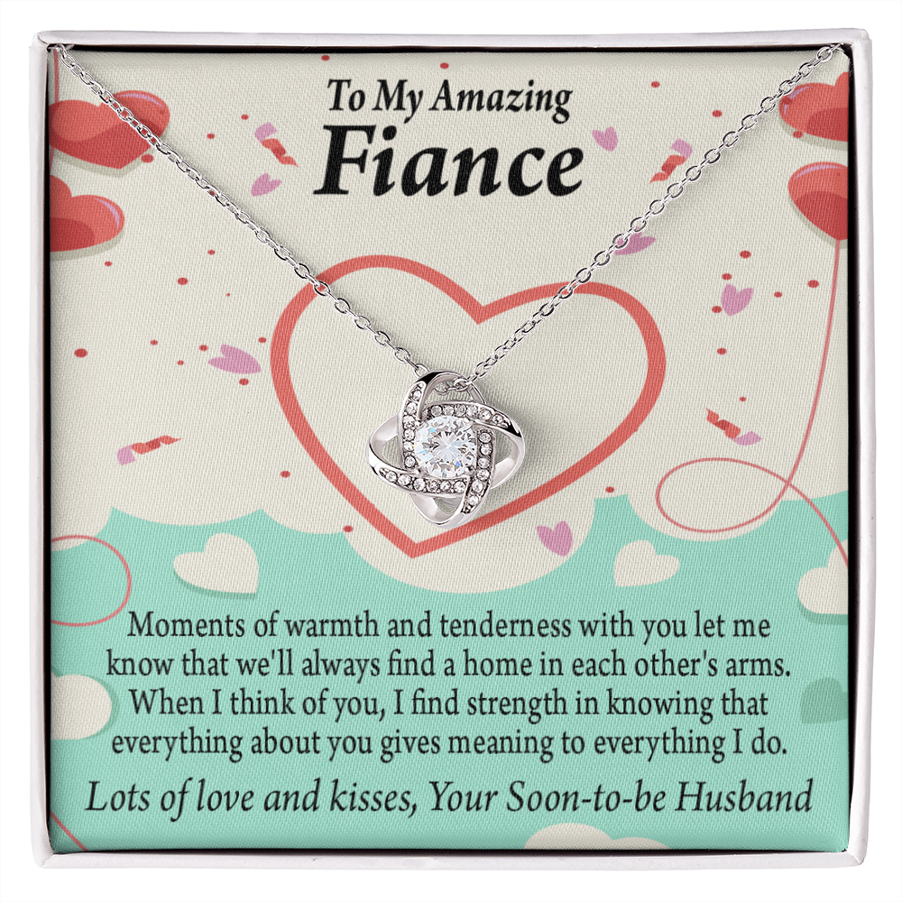 To My Fiancee Lots of Love And Kisses Infinity Knot Necklace Message Card-Express Your Love Gifts