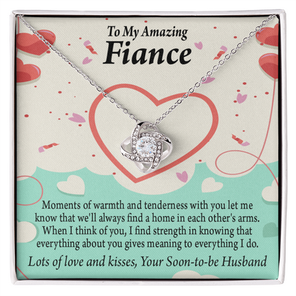 To My Fiancee Lots of Love And Kisses Infinity Knot Necklace Message Card-Express Your Love Gifts