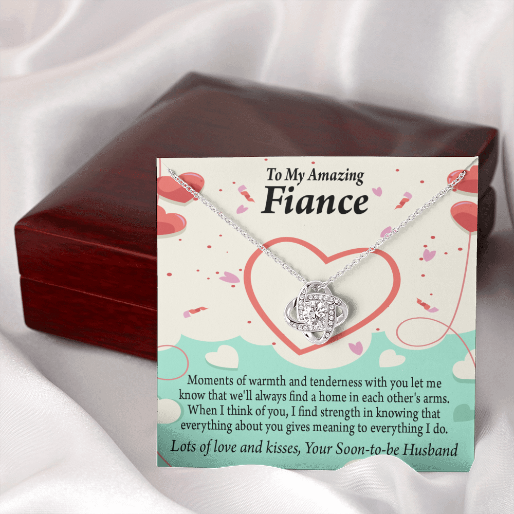 To My Fiancee Lots of Love And Kisses Infinity Knot Necklace Message Card-Express Your Love Gifts