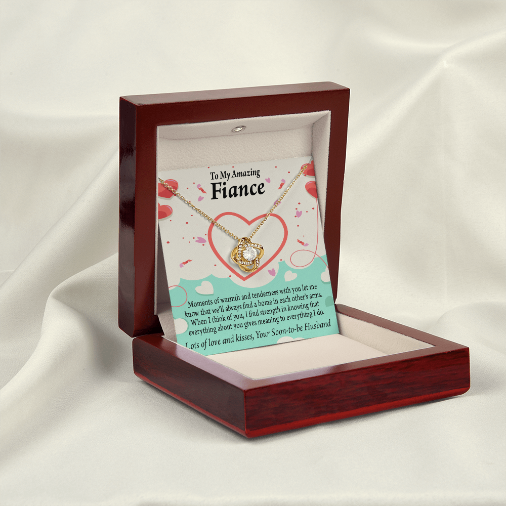 To My Fiancee Lots of Love And Kisses Infinity Knot Necklace Message Card-Express Your Love Gifts