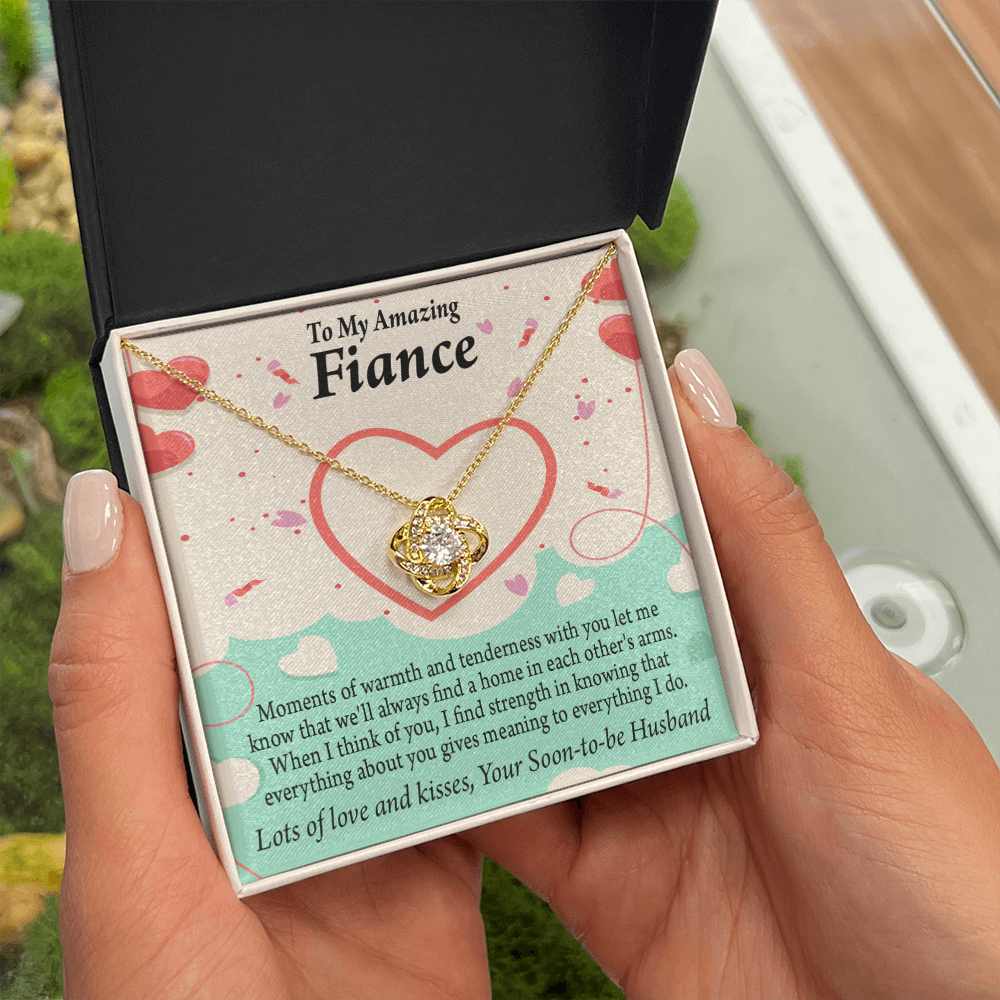 To My Fiancee Lots of Love And Kisses Infinity Knot Necklace Message Card-Express Your Love Gifts