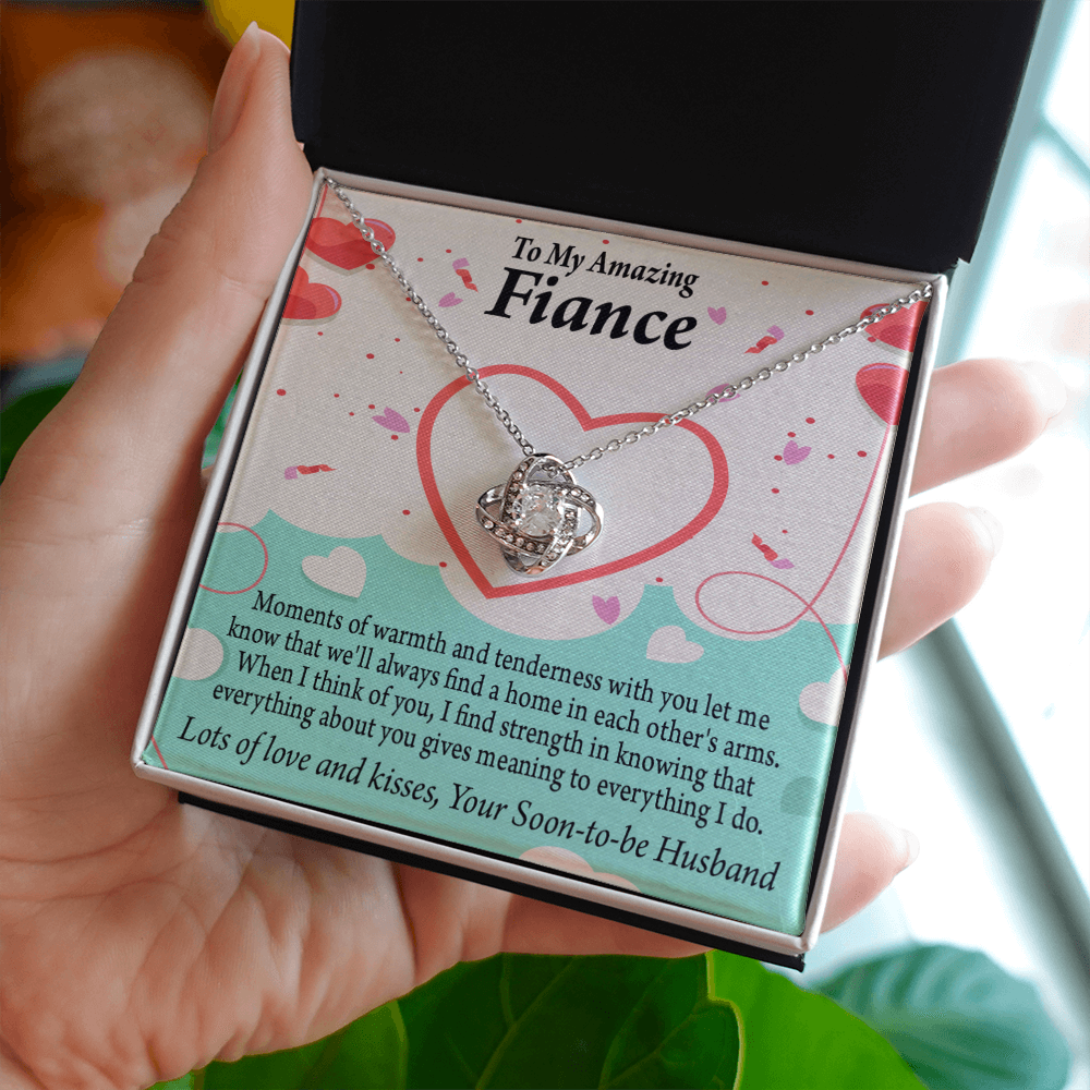 To My Fiancee Lots of Love And Kisses Infinity Knot Necklace Message Card-Express Your Love Gifts