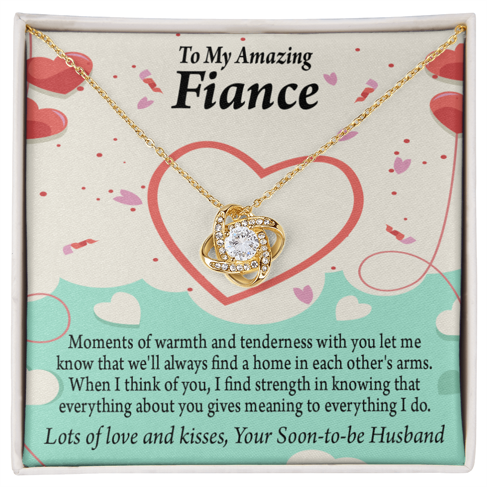 To My Fiancee Lots of Love And Kisses Infinity Knot Necklace Message Card-Express Your Love Gifts