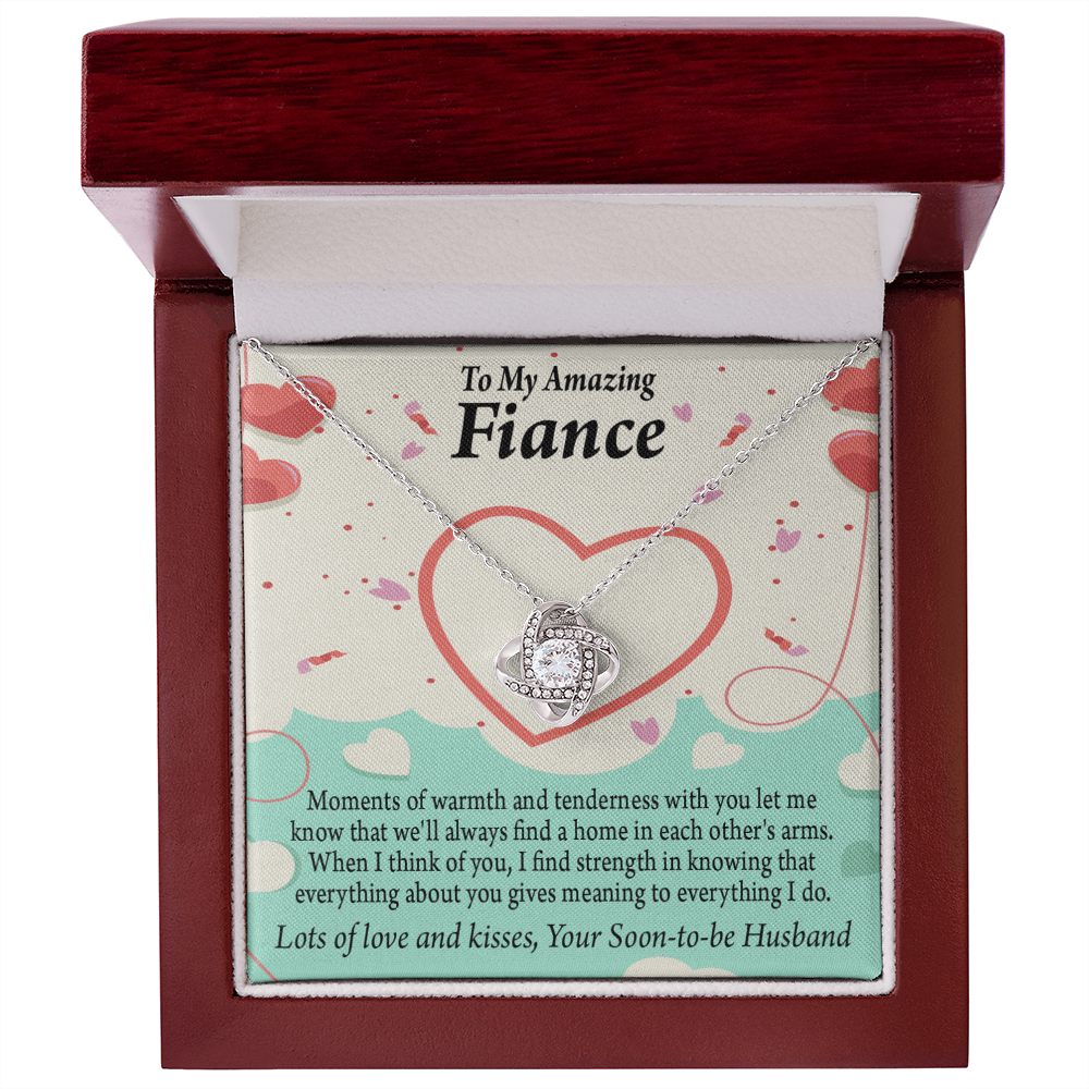 To My Fiancee Lots of Love And Kisses Infinity Knot Necklace Message Card-Express Your Love Gifts