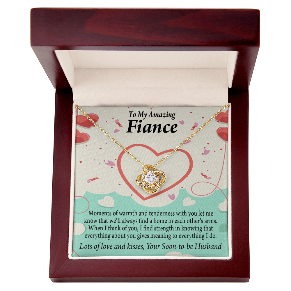 To My Fiancee Lots of Love And Kisses Infinity Knot Necklace Message Card-Express Your Love Gifts