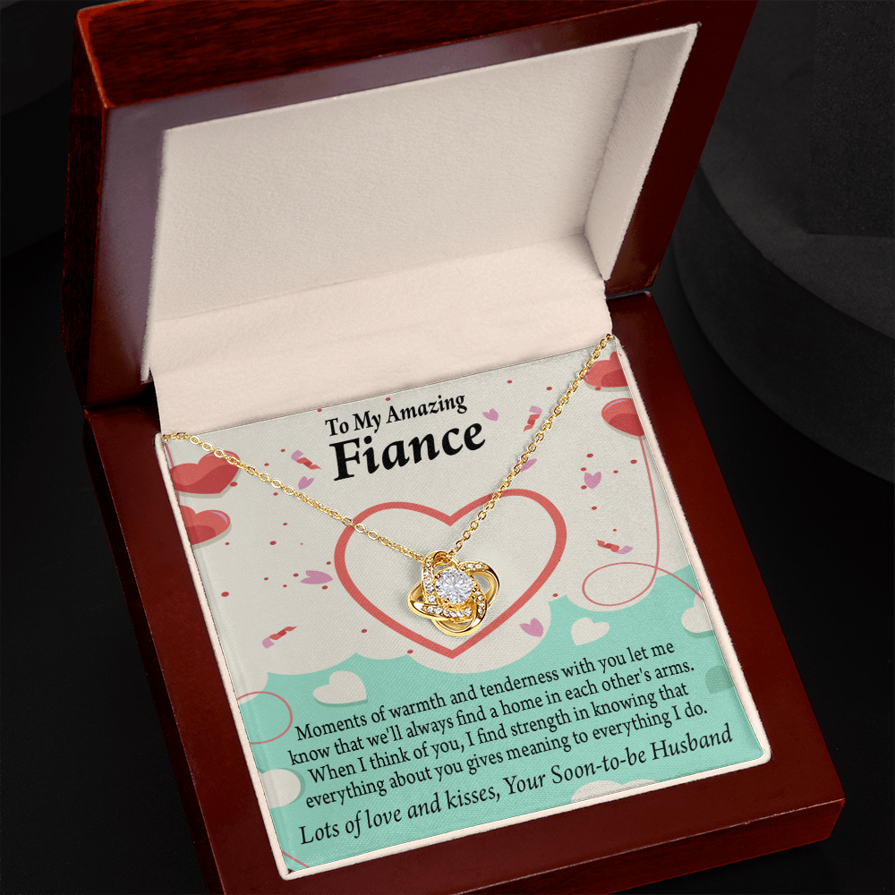 To My Fiancee Lots of Love And Kisses Infinity Knot Necklace Message Card-Express Your Love Gifts