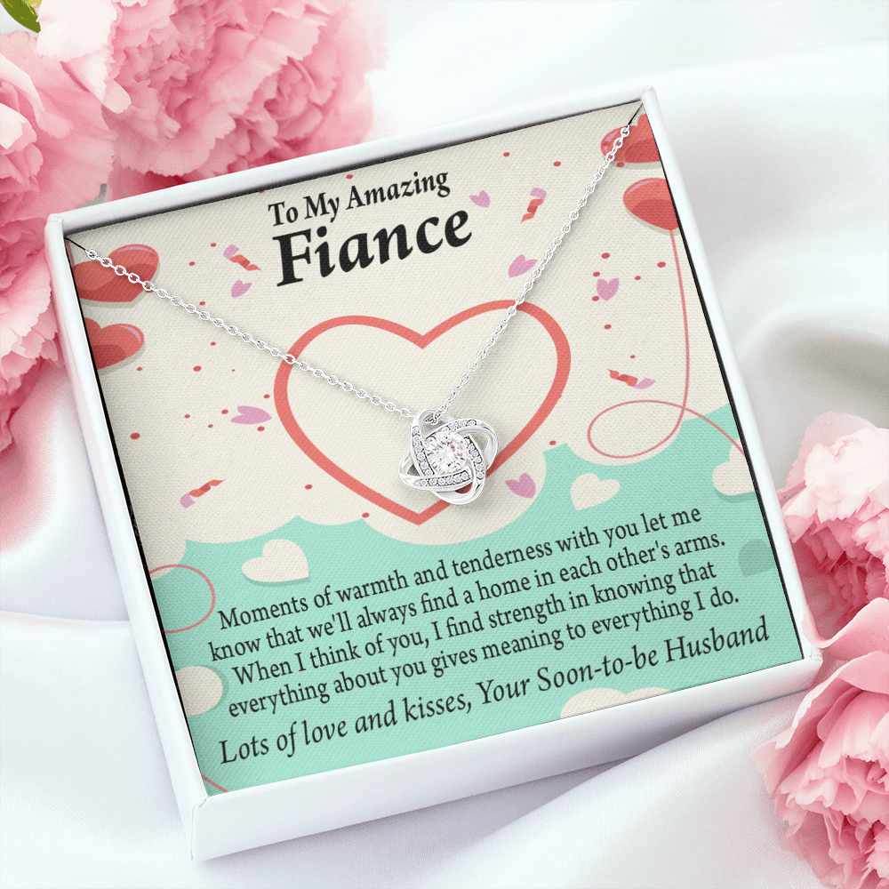 To My Fiancee Lots of Love And Kisses Infinity Knot Necklace Message Card-Express Your Love Gifts