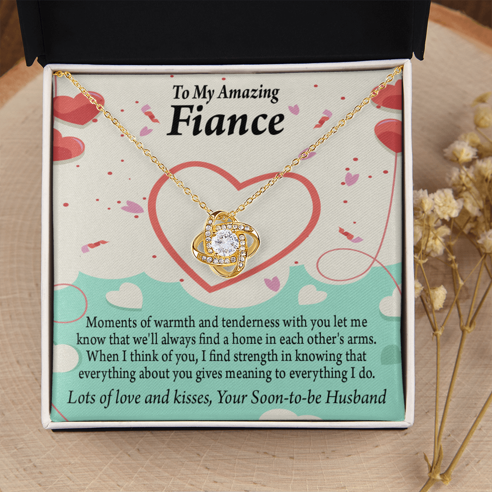 To My Fiancee Lots of Love And Kisses Infinity Knot Necklace Message Card-Express Your Love Gifts