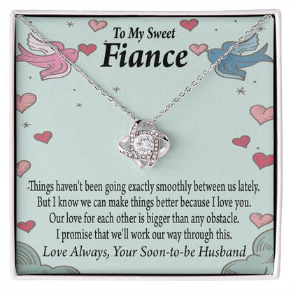 To My Fiancee Love Bigger Than Any Obstacle Infinity Knot Necklace Message Card-Express Your Love Gifts