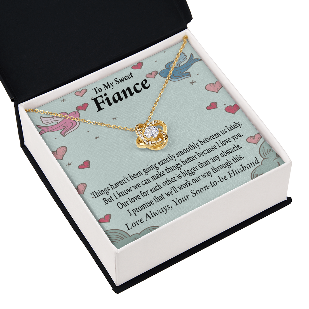 To My Fiancee Love Bigger Than Any Obstacle Infinity Knot Necklace Message Card-Express Your Love Gifts