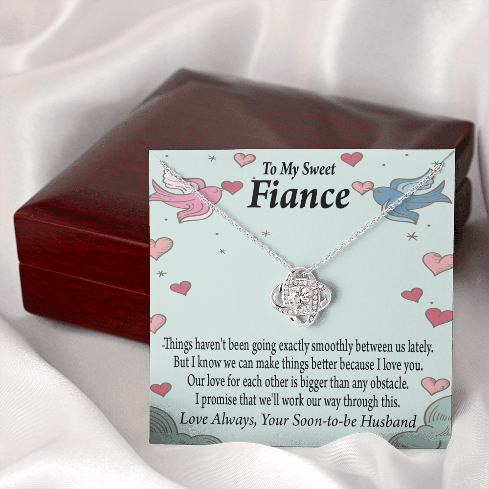 To My Fiancee Love Bigger Than Any Obstacle Infinity Knot Necklace Message Card-Express Your Love Gifts