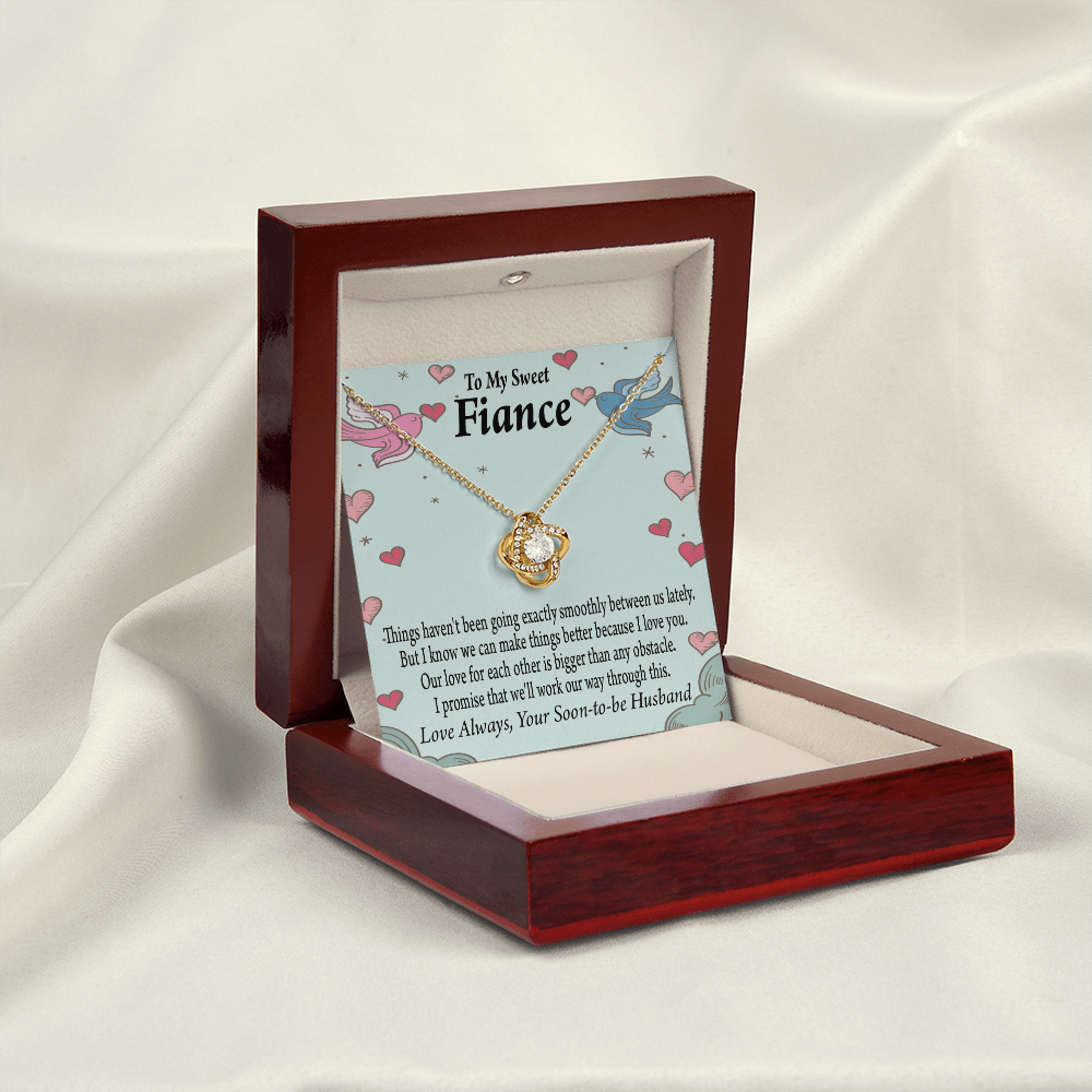 To My Fiancee Love Bigger Than Any Obstacle Infinity Knot Necklace Message Card-Express Your Love Gifts