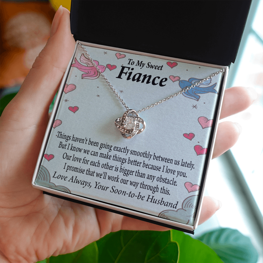 To My Fiancee Love Bigger Than Any Obstacle Infinity Knot Necklace Message Card-Express Your Love Gifts