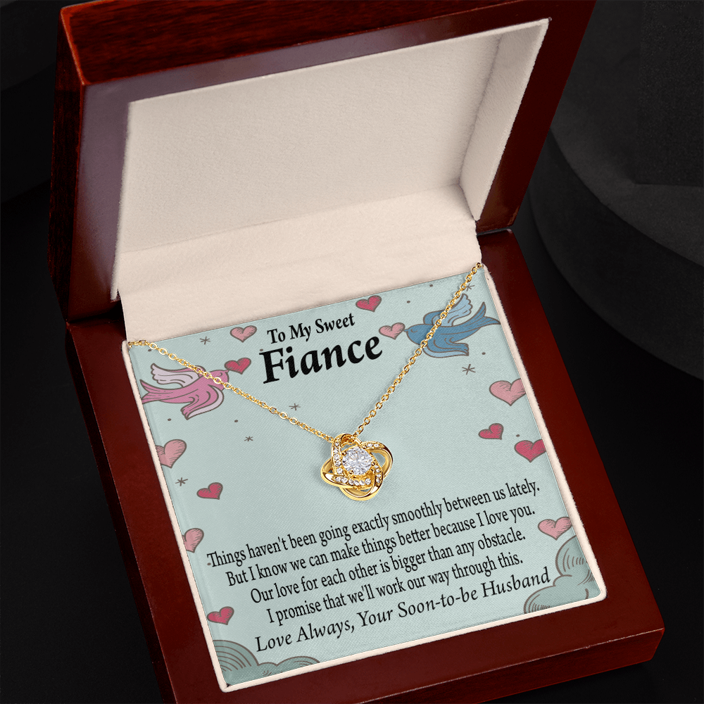 To My Fiancee Love Bigger Than Any Obstacle Infinity Knot Necklace Message Card-Express Your Love Gifts