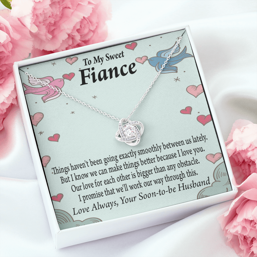 To My Fiancee Love Bigger Than Any Obstacle Infinity Knot Necklace Message Card-Express Your Love Gifts