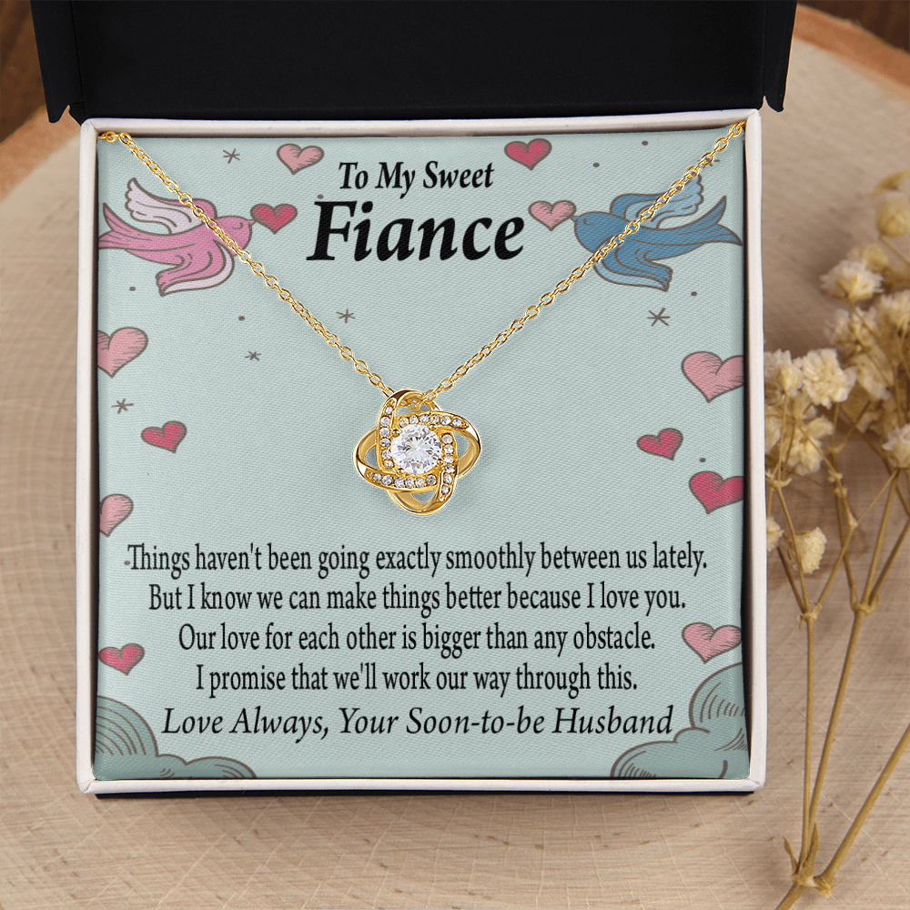 To My Fiancee Love Bigger Than Any Obstacle Infinity Knot Necklace Message Card-Express Your Love Gifts