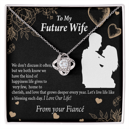 To My Fiancee Love You Always Infinity Knot Necklace Message Card-Express Your Love Gifts