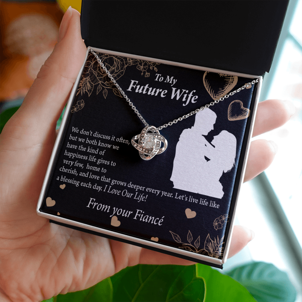 To My Fiancee Love You Always Infinity Knot Necklace Message Card-Express Your Love Gifts