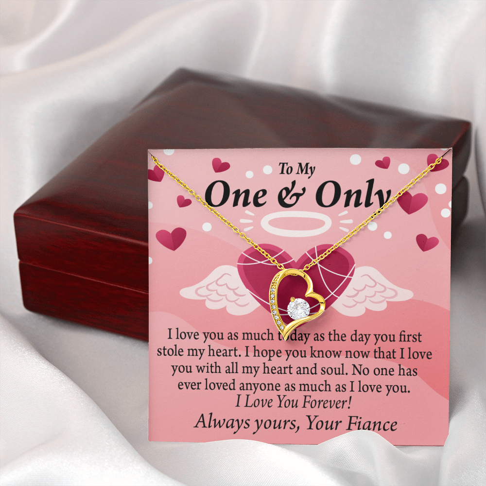 To My Fiancee Love You Forever Necklace w Message Card-Express Your Love Gifts