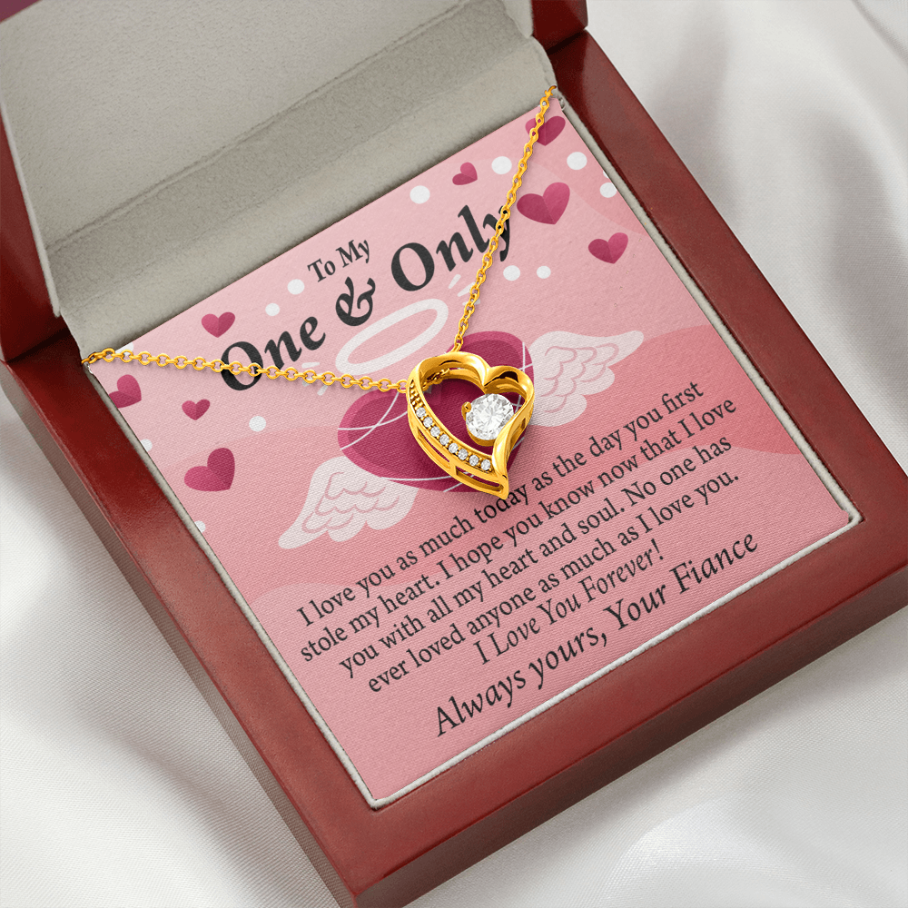 To My Fiancee Love You Forever Necklace w Message Card-Express Your Love Gifts