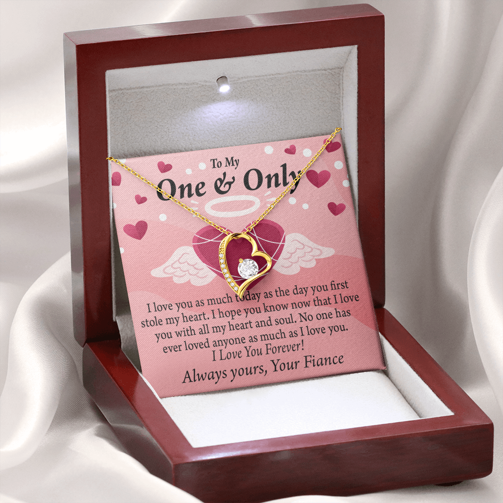 To My Fiancee Love You Forever Necklace w Message Card-Express Your Love Gifts