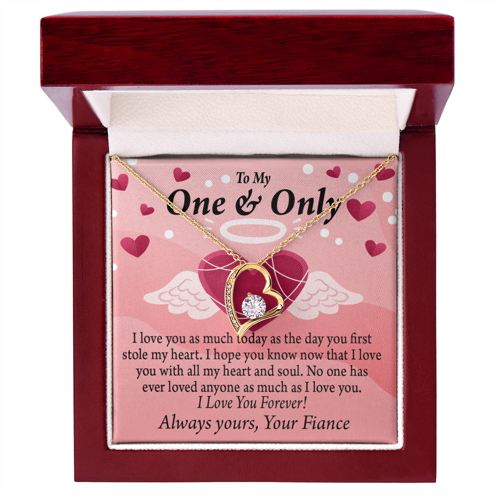 To My Fiancee Love You Forever Necklace w Message Card-Express Your Love Gifts