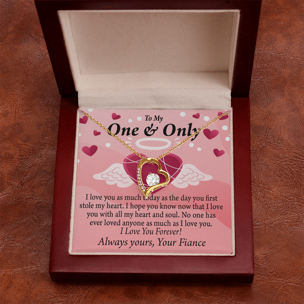 To My Fiancee Love You Forever Necklace w Message Card-Express Your Love Gifts