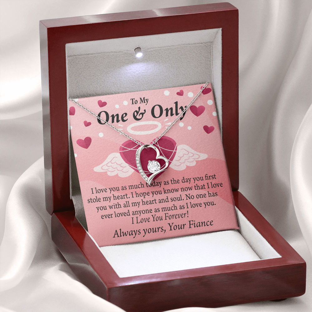 To My Fiancee Love You Forever Necklace w Message Card-Express Your Love Gifts
