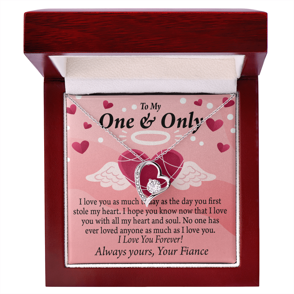 To My Fiancee Love You Forever Necklace w Message Card-Express Your Love Gifts