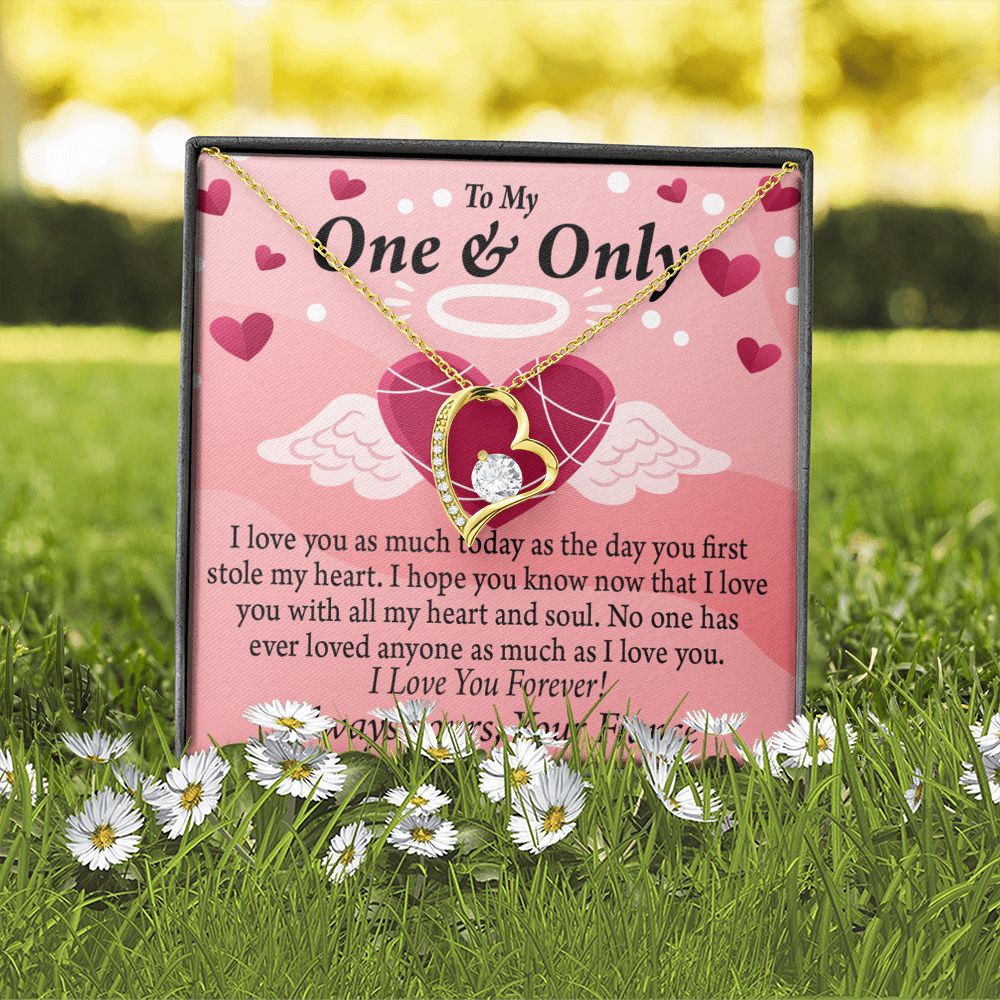To My Fiancee Love You Forever Necklace w Message Card-Express Your Love Gifts