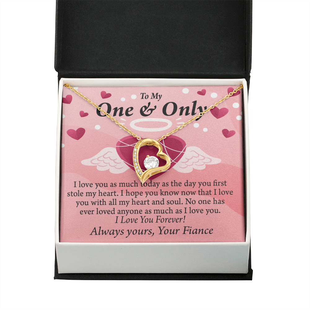 To My Fiancee Love You Forever Necklace w Message Card-Express Your Love Gifts