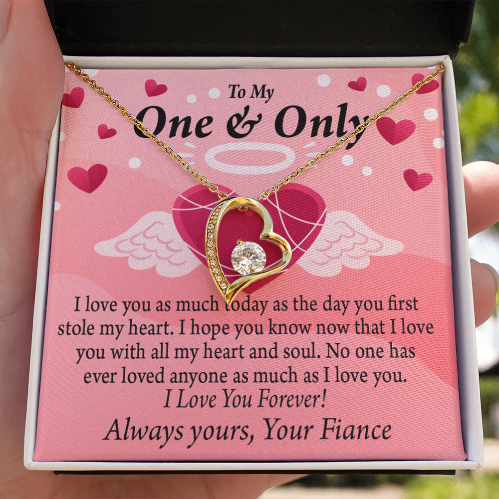 To My Fiancee Love You Forever Necklace w Message Card-Express Your Love Gifts