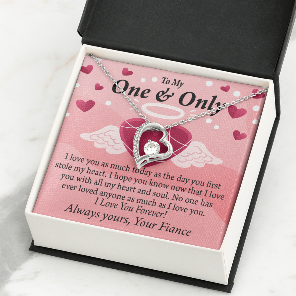 To My Fiancee Love You Forever Necklace w Message Card-Express Your Love Gifts