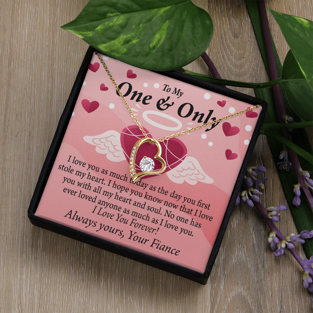 To My Fiancee Love You Forever Necklace w Message Card-Express Your Love Gifts