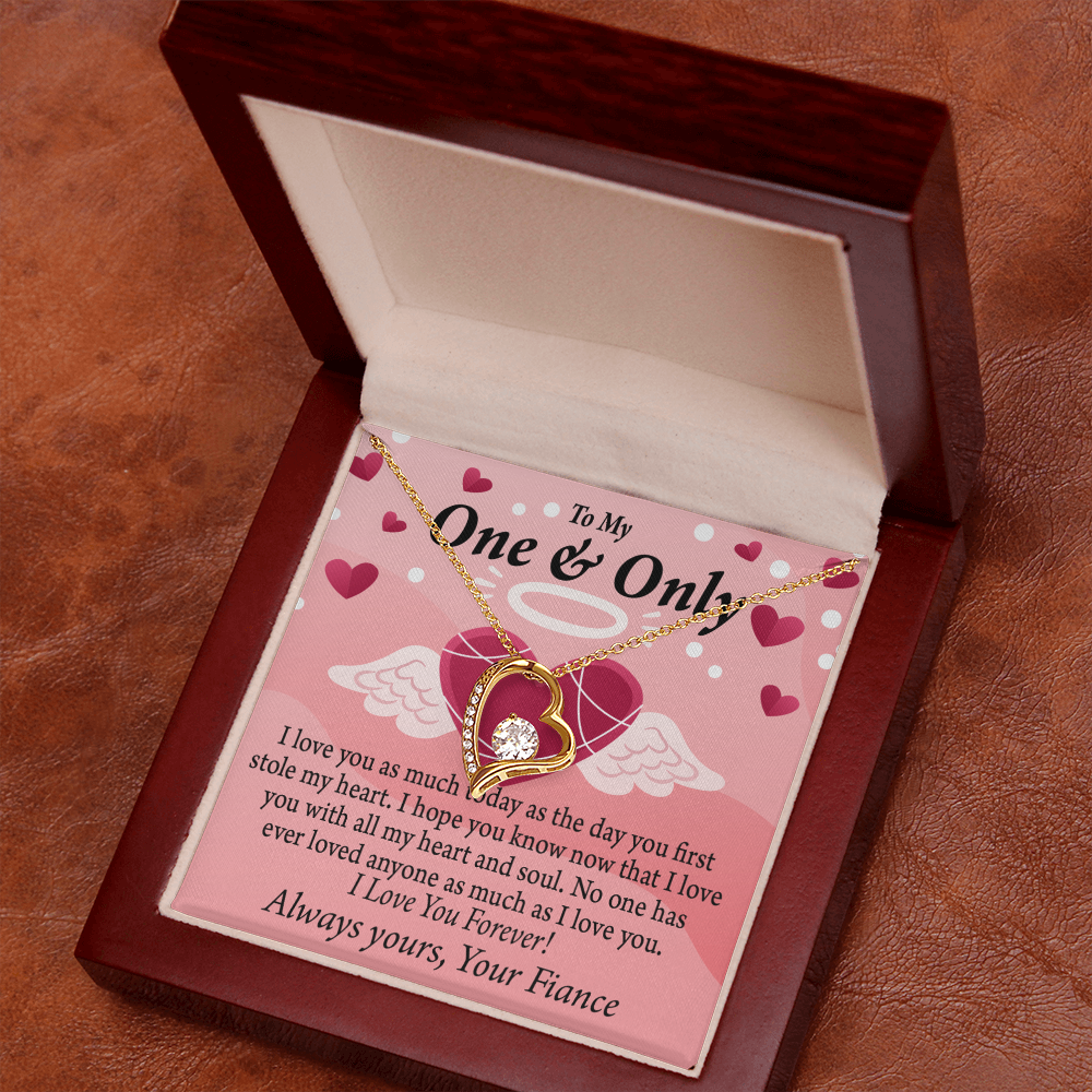 To My Fiancee Love You Forever Necklace w Message Card-Express Your Love Gifts