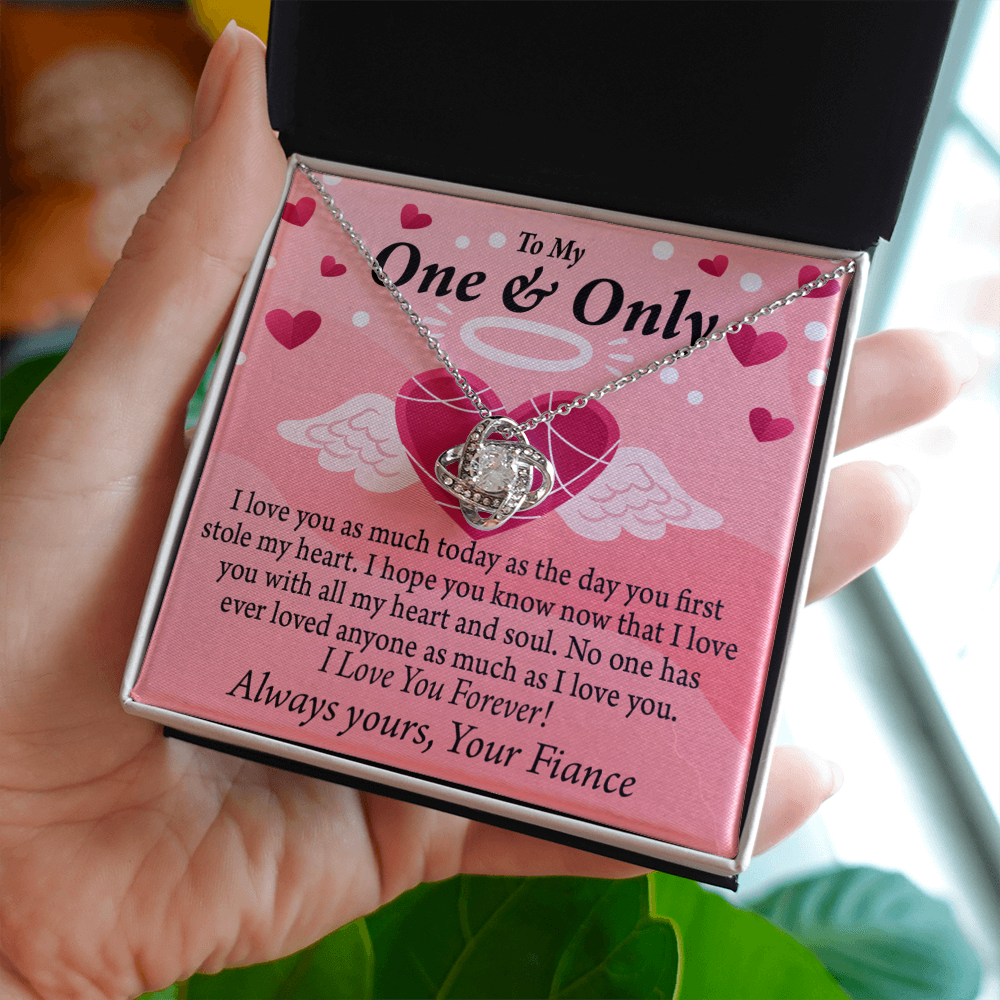 To My Fiancee Love You Infinity Knot Necklace Message Card-Express Your Love Gifts