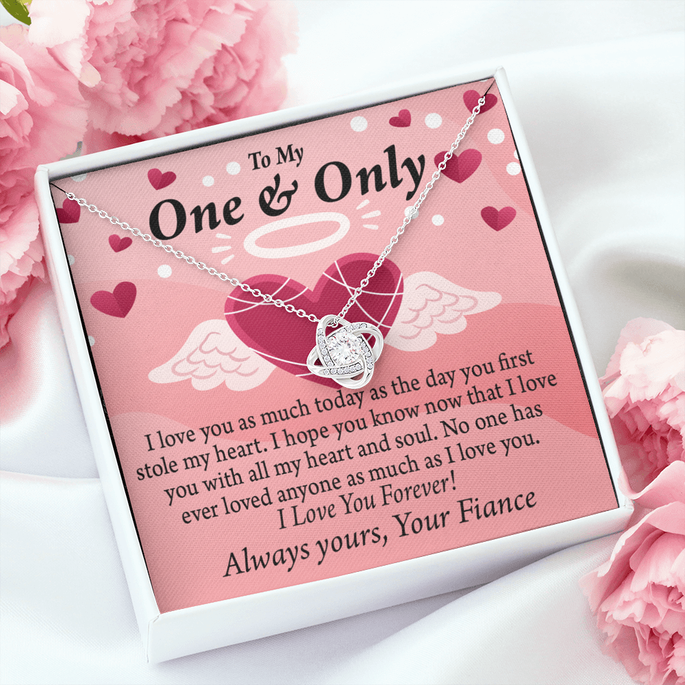 To My Fiancee Love You Infinity Knot Necklace Message Card-Express Your Love Gifts