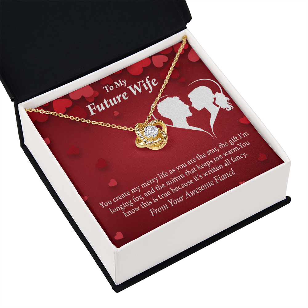 To My Fiancee Merry Life Infinity Knot Necklace Message Card-Express Your Love Gifts